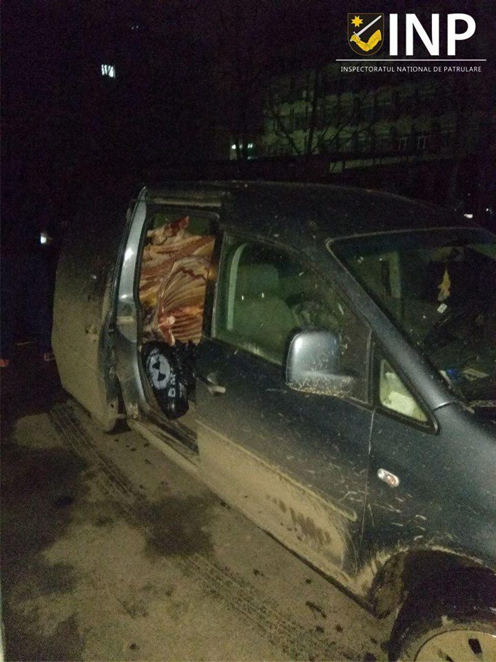 Șofer documentat de INP în timp ce transporta ilegal circa 500 de kg de carne
