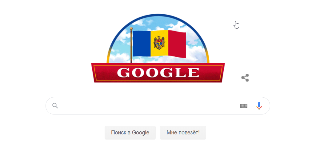 На главной странице Google появился дудл, посвященный Дню Независимости Молдовы