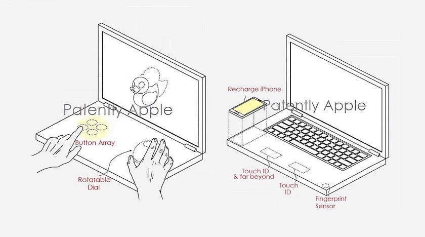 Apple получила патент на MacBook с двумя дисплеями, виртуальной клавиатурой и зарядкой iPhone