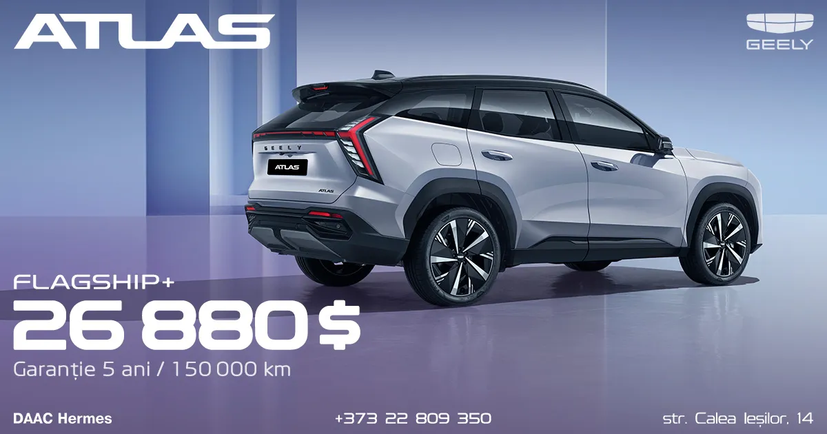 Geely Atlas 4x4 în versiunea de top Flagship+ la 26 880 de dolari