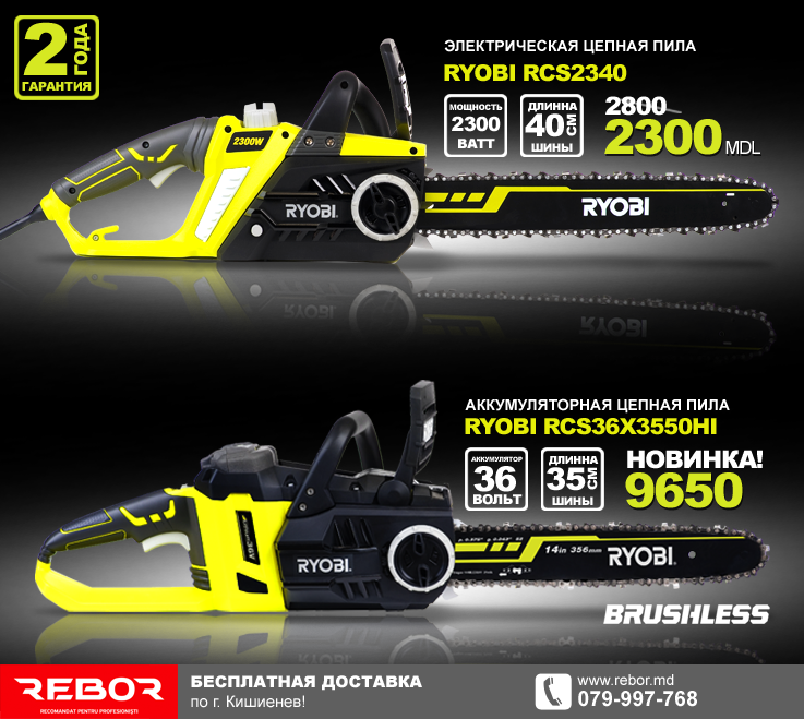 Rebor.md - садовый инструмент мирового класса от Ryobi ®
