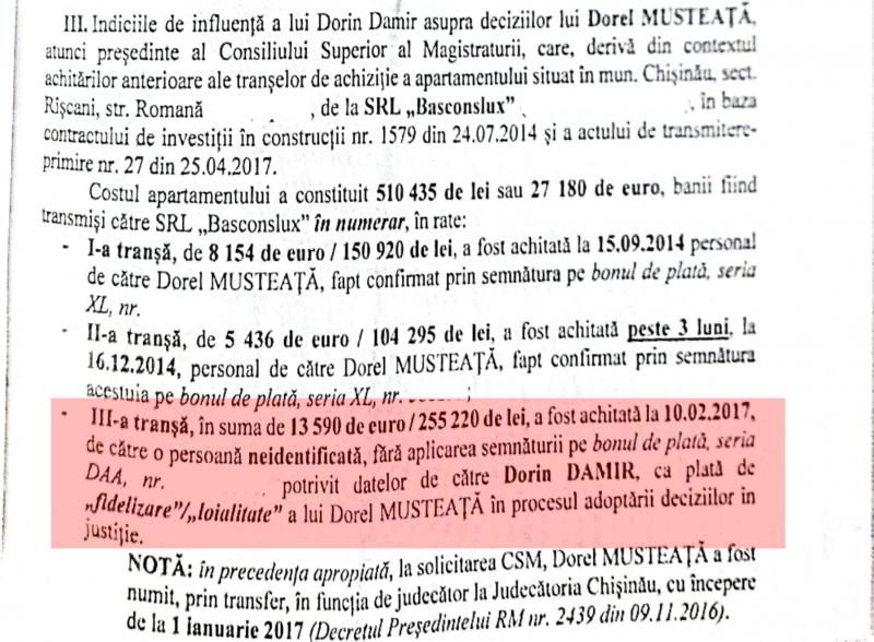 Слусарь: Дамир внес скромный вклад в 13 590 евро на покупку квартиры для Мустяцэ
