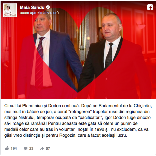 Maia Sandu: Circul lui Vlad Plahotniuc şi Igor Dodon continuă