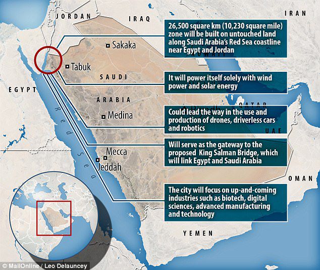 Arabia Saudită va construi un nou megaoraş pe coasta de nord a ţării