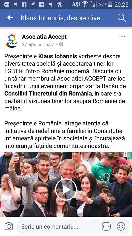 Клаус Йоханис поддержал ЛГБТ-сообщество Румынии