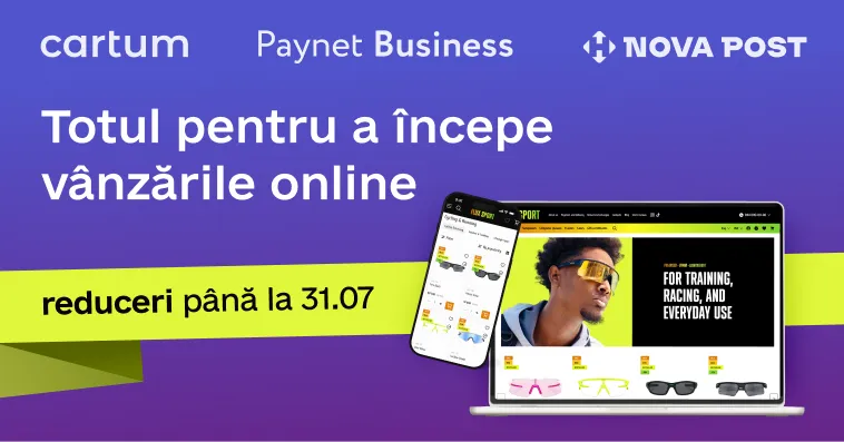 Cartum, Nova Post și Paynet Business au pregătit o ofertă promoțională pentru magazinele online noi