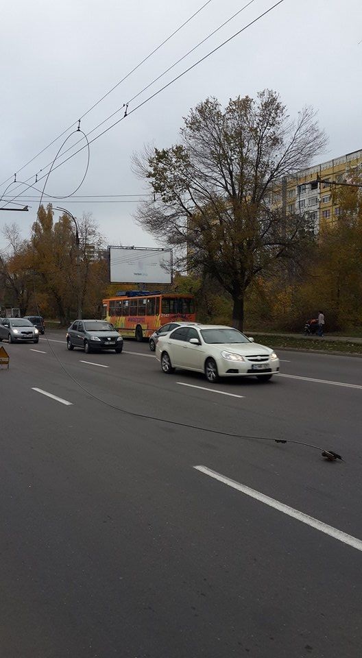 На машину с пассажирами упал высоковольтный провод