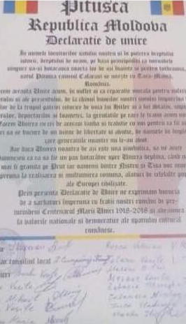 Satul de baştină al lui Plahotniuc a semnat Declaraţia de Unire