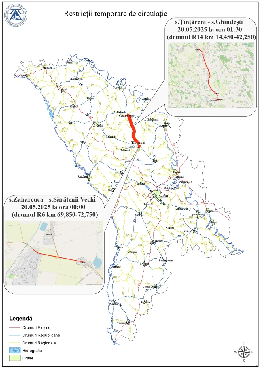 Circulația pe anumite tronsoane de drumuri naționale, temporar restricționată pe 20 mai