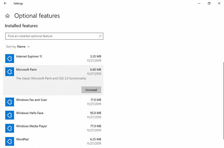 Microsoft позволит убрать Paint и WordPad из Windows 10