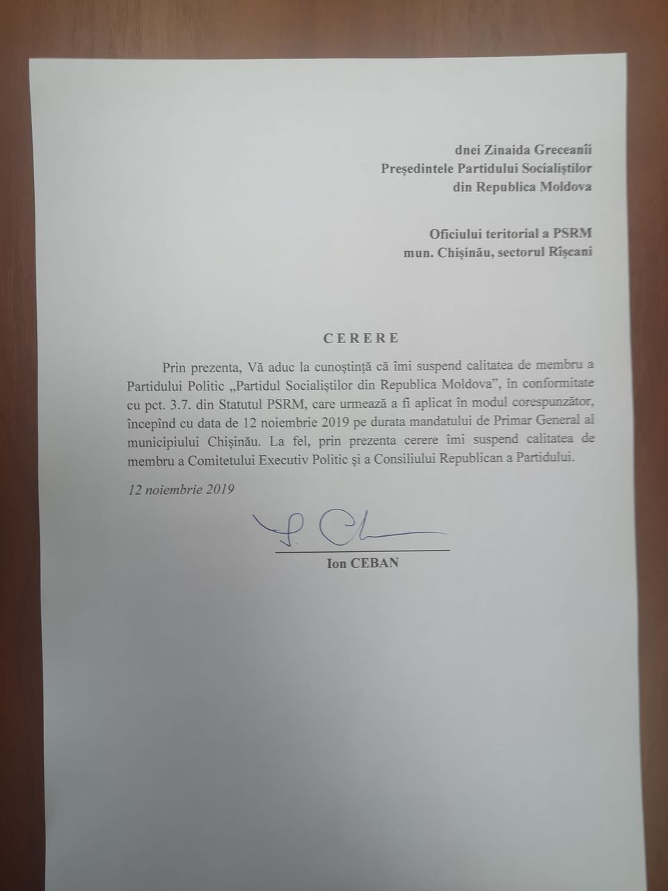 Чебан приостановил членство в ПСРМ