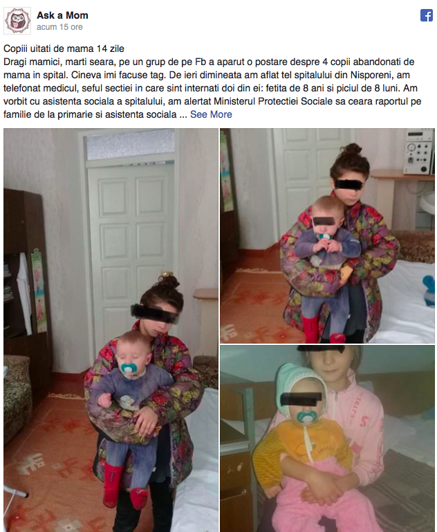 Ministerul Sănătății a fost alertat în cazul celor patru copii din Nisporeni abandonați de mamă de două săptămâni