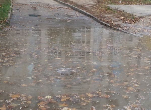 На Ботанике канализационной водой затопило двор