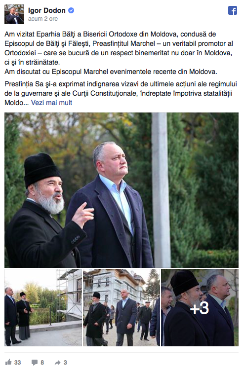 Episcopul Markel reconstruiește sediul eparhiei de la Bălți, iar Dodon îi promite sprijin: Va fi cea mai frumoasă clădire