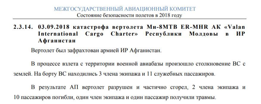 МАК опубликовал статистику авиакатастроф в СНГ