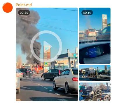 O mașină de taxi a explodat la o stație PECO din Chișinău