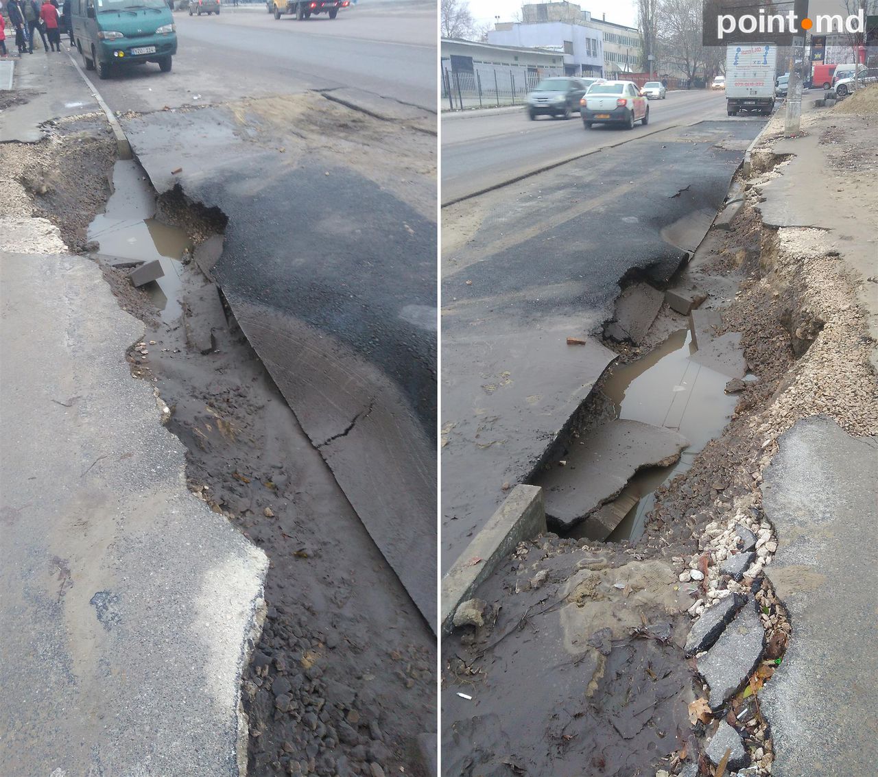 Consecințele ploii: Asfalt spălat și șanțuri în mijlocul drumului