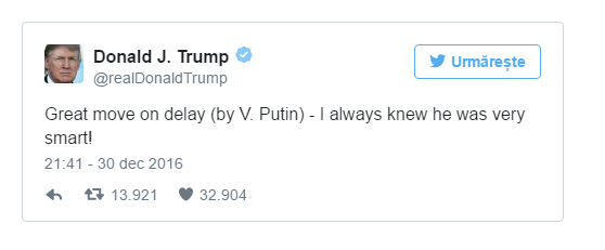 Trump îi răspunde lui Putin: „Întotdeauna am știut că e inteligent”