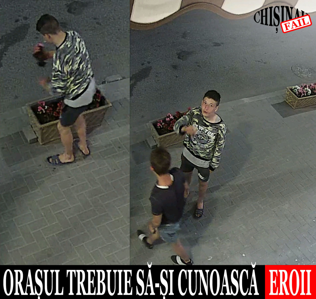 Să ne cunoaștem „eroii”. Un tânăr fură flori din centrul Capitalei