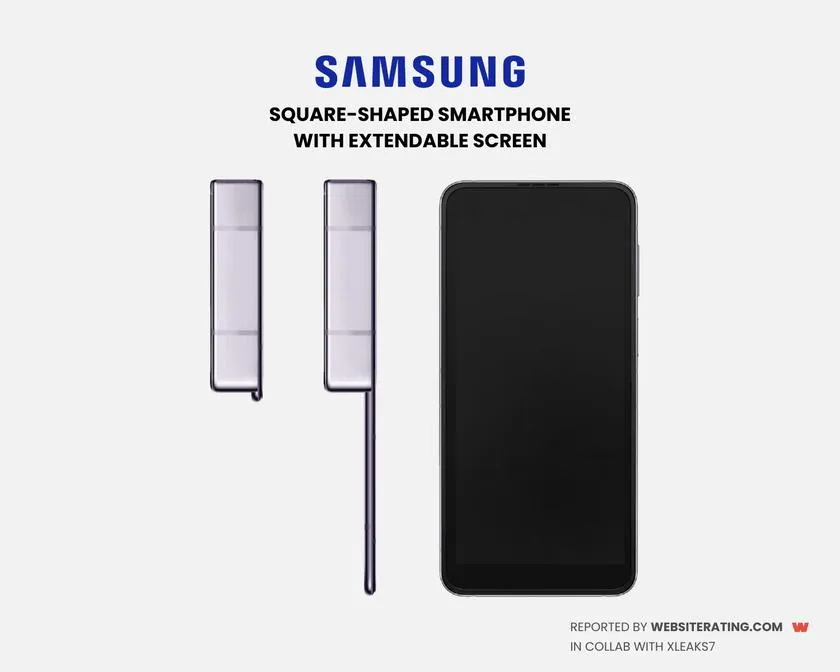 Samsung запатентовала квадратный смартфон с выдвижным дисплеем