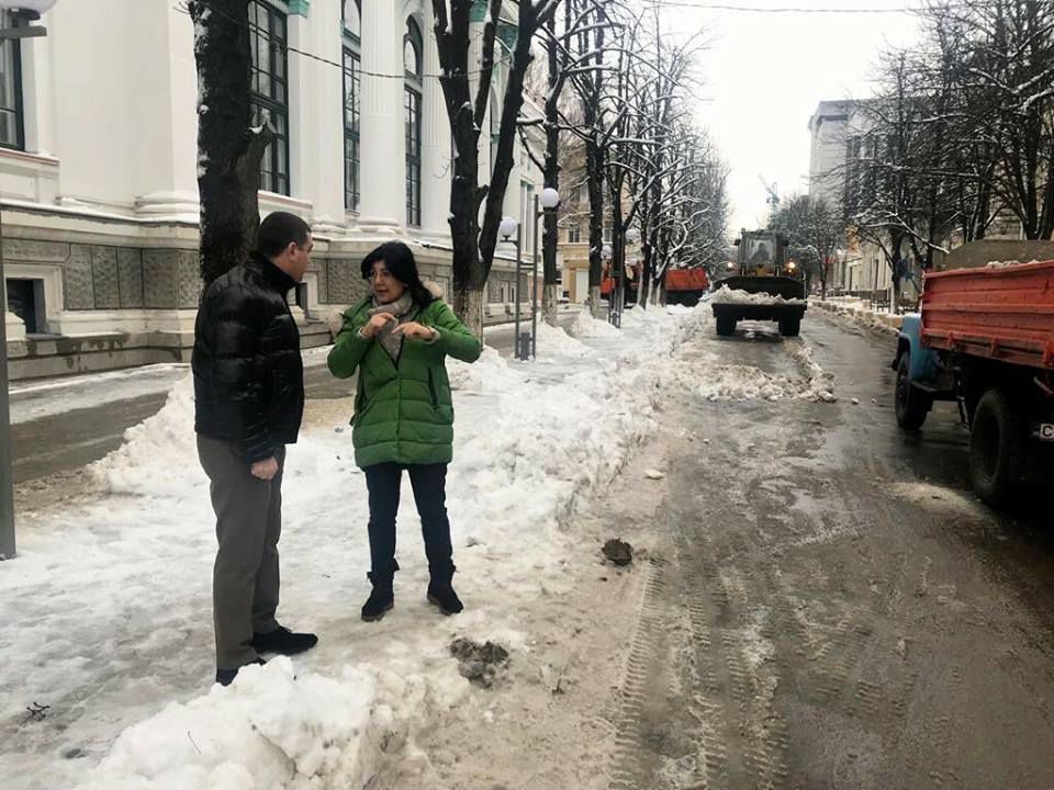 Сильвия Раду лично следит за уборкой снега с обочин улиц Кишинева