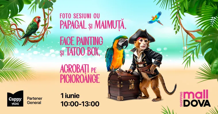 Kid’s Month la Shopping MallDova: Unde maimuțele zâmbesc, papagalii dansează și copiii râd