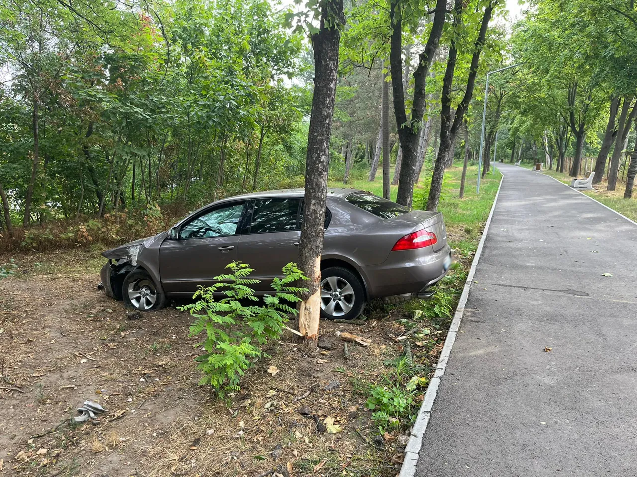 Поврежденную Skoda Superb нашли прохожие посреди столичного парка