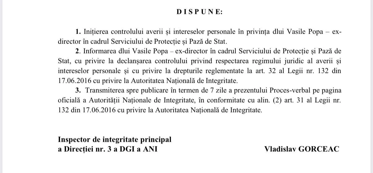 ANI inițiază controlul averii și intereselor personale în privința fostului șef SPPS