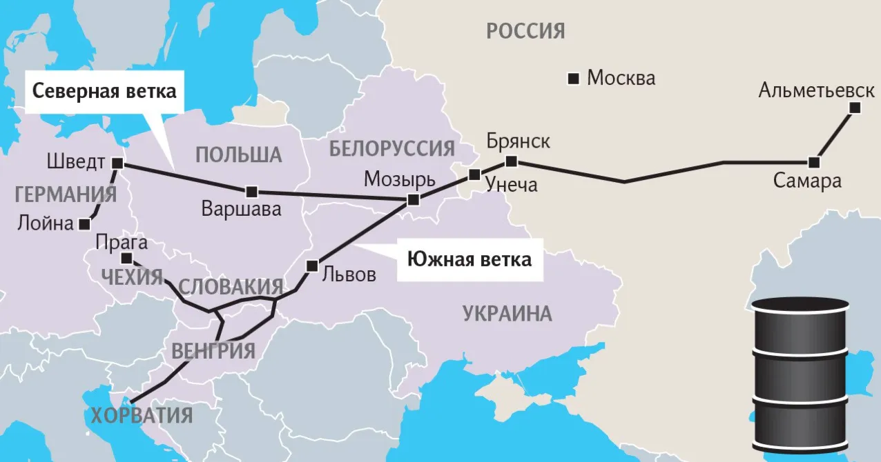 Украина приостановила прокачку нефти по трубопроводу «Дружба» в направлении Венгрии