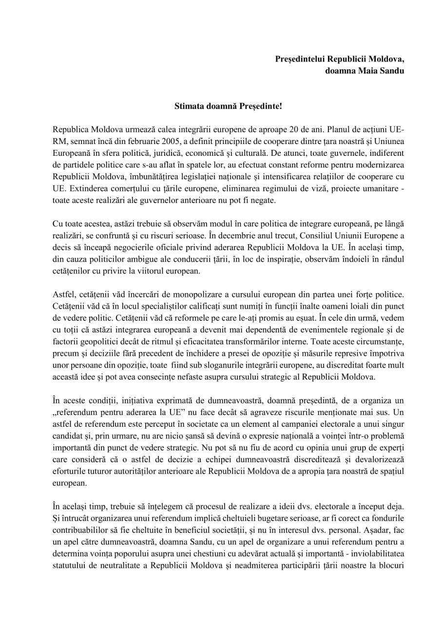 Влах просит провести референдум о недопустимости участия Молдовы в военных блоках