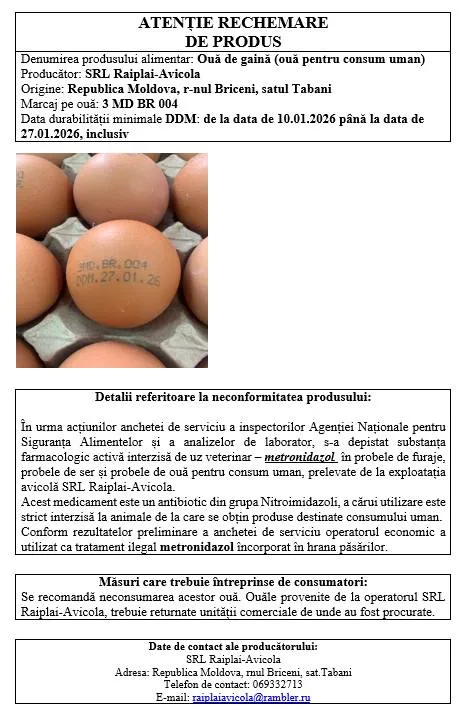 ANSA retrage ouă de găină în urma descoperirii unei substanțe interzise