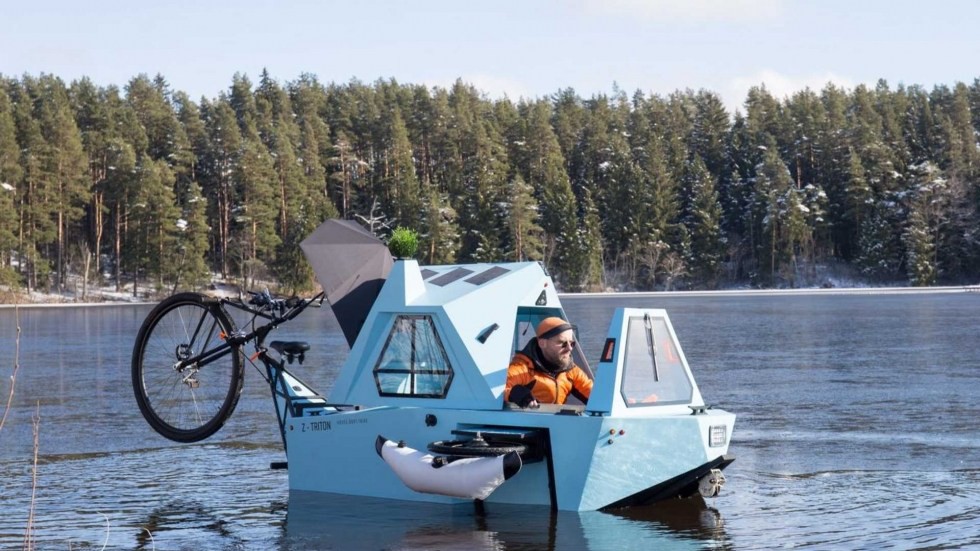 В Латвии разработали Z-Triton - это велосипед, автодом и лодка