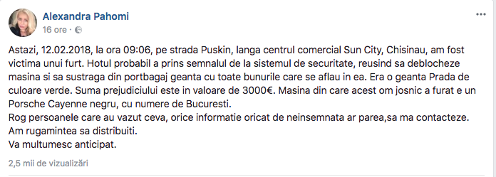 Bunuri de 3.000 de euro, sustrase dintr-un Porsche din Capitală