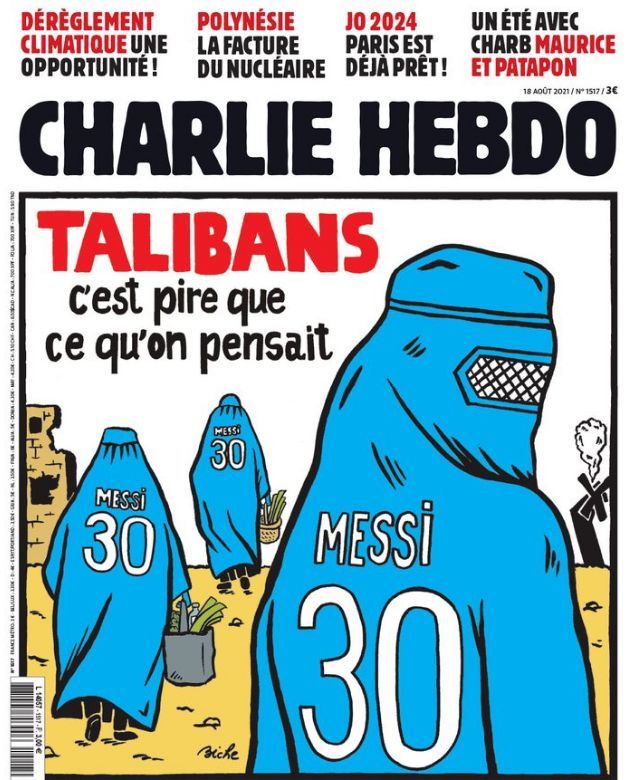 Charlie Hebdo выпустил обложку с карикатурой на Месси и талибов