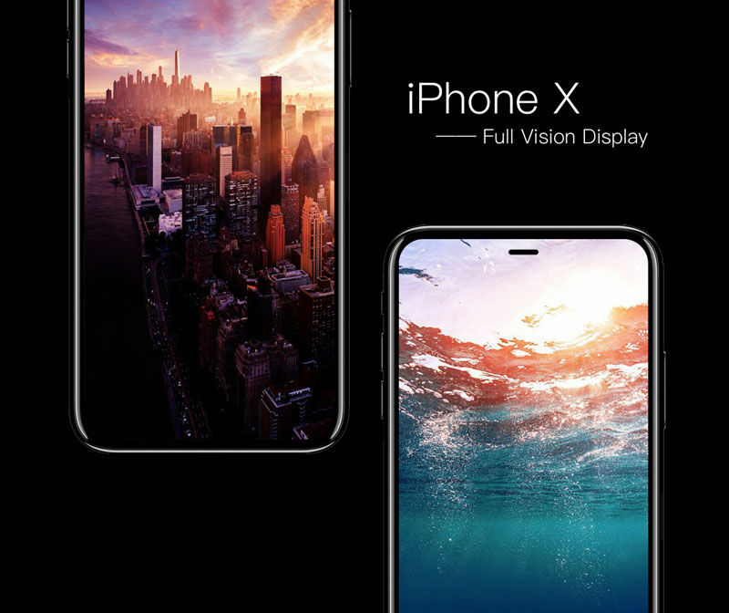 iPhone 8 с дисплеем «от края до края» рядом с iPhone 7