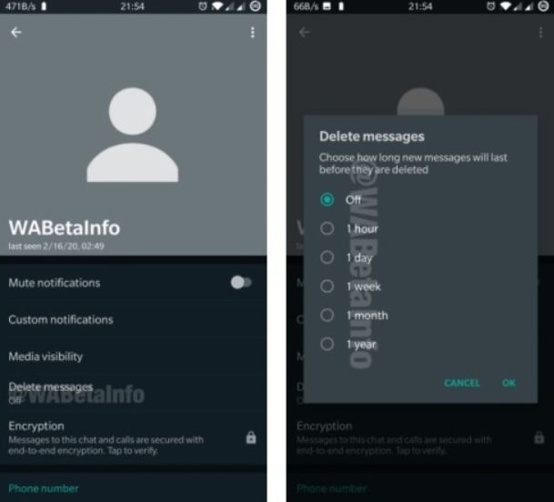 В WhatsApp появится функция автоматического удаления сообщений