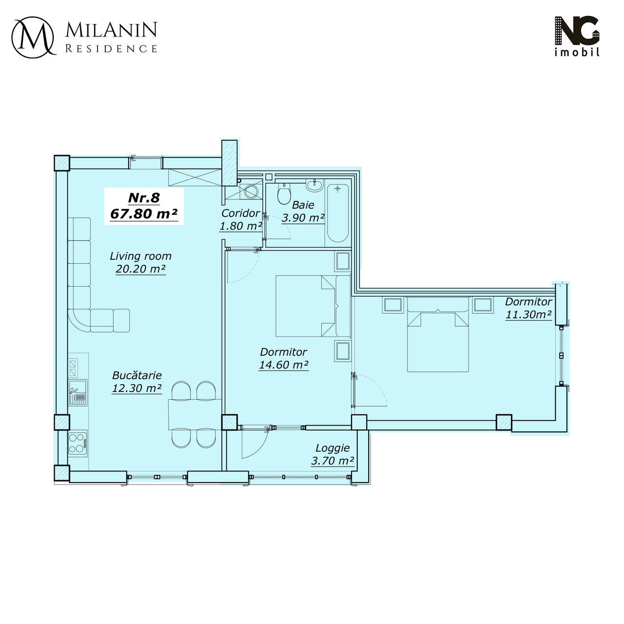 Milanin Residence: Последняя квартира - 67 кв2 - на Колина Пушкин 8А ®