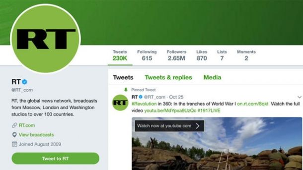 Twitter retrage reclamele provenite de la două agenții de presă rusești