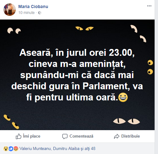 Noapte de coşmar pentru o deputată: Am fost ameninţată