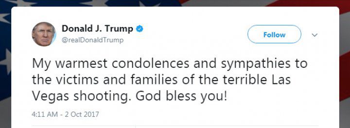 Prima reacţie a lui Donald Trump, după atacul armat din Las Vegas