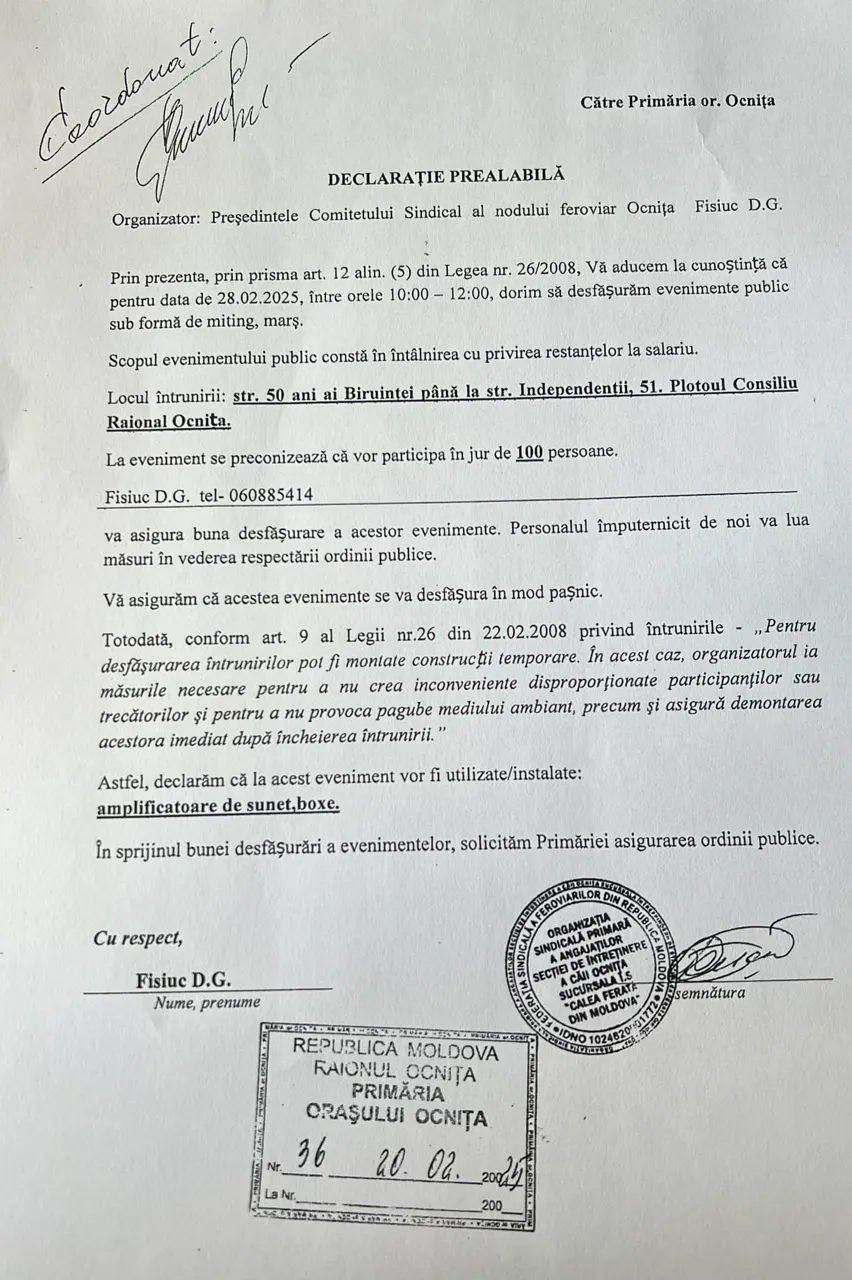 Feroviarii din Ocnița vor organiza un miting: Solicită achitarea restanțelor salariale