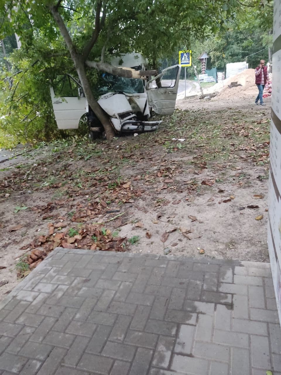 В Кишиневе микроавтобус врезался в дерево: водитель доставлен в больницу