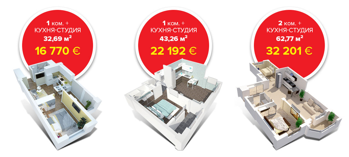 Квартиры с евроремонтом с видом на Ботанический сад от 513 €/м² ®