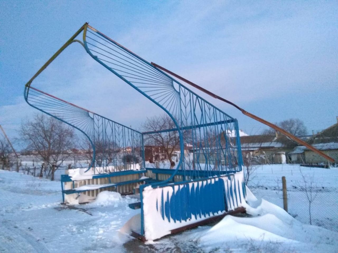 В Тараклии ветер вырвал с корнем голубую ель, снес крышу автобусной остановки