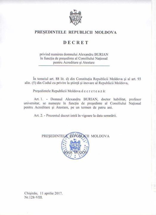Dodon a semnat astăzi un nou decret