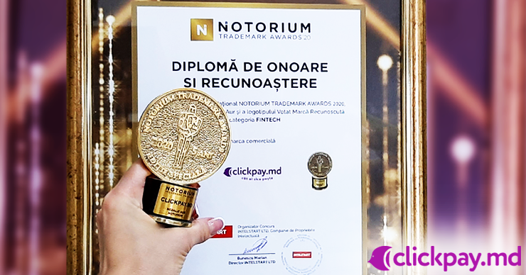 Clickpay.md награжден золотой медалью в категории Fintech