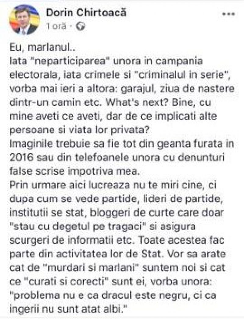 Dorin Chirtoacă: Trebuie să fii mârlan să difuzezi astfel de informații înainte de referendum