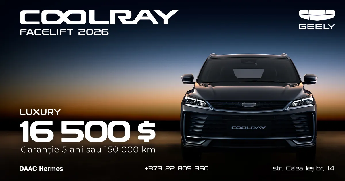 Geely a intrat în top 3 al vânzărilor din Moldova în luna octombrie — depășită doar de Škoda și Toyota