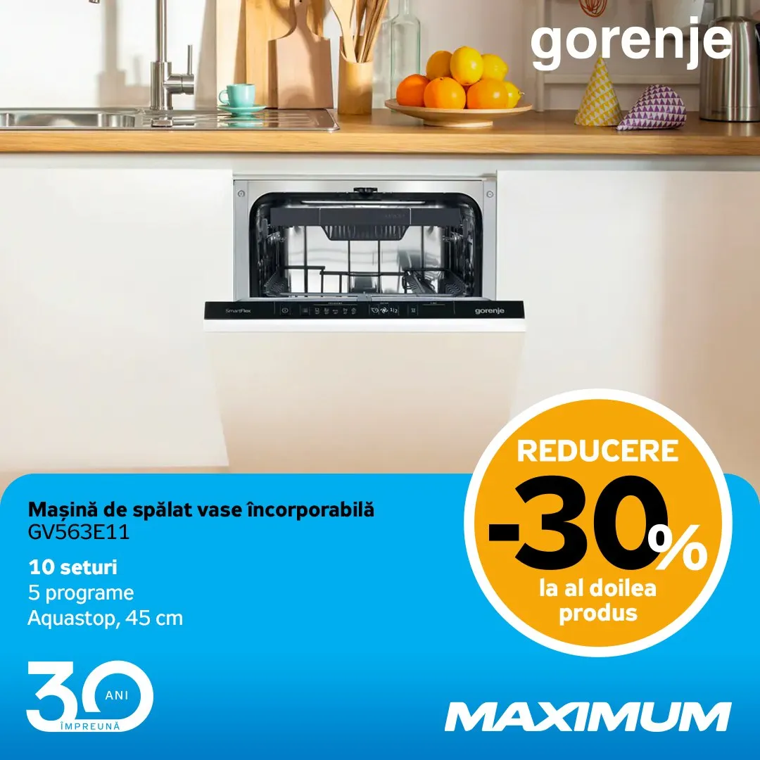 Maximum 30 лет  — получите скидку 30% или кэшбэк 30% на технику Gorenje и Hisense