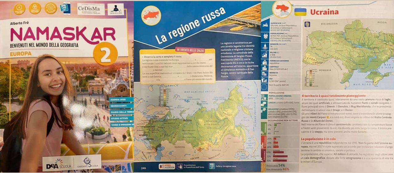 В итальянском учебнике нашли карту с Украиной в составе России